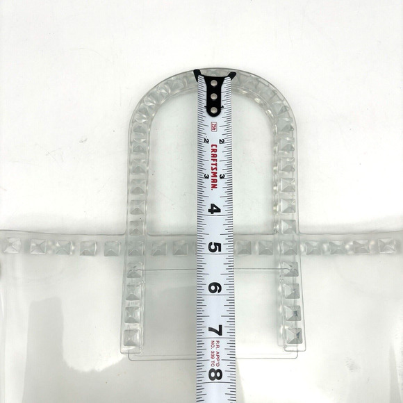 Vintage 00s Y2K Clear PVC Jelly Double Handle Pyramid Studded Purse 13x8" - Picture 11 of 12